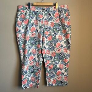 AE Sport Womens Floral Print Capri Pants Multi-Color Size 18 Summer Casual Mom